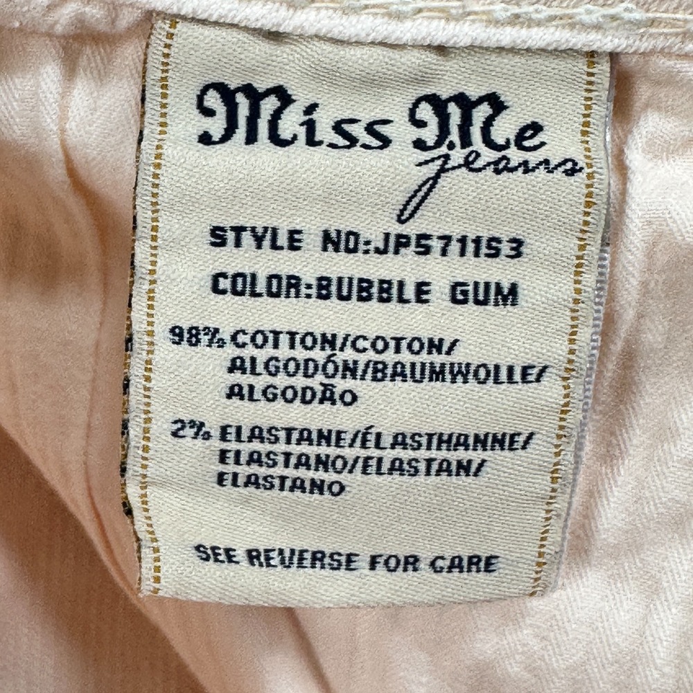 Miss Me Jeans Womens 26 Bubble Gum Pink Skinny Embroidered Rhinestone Cross - Picture 5 of 16